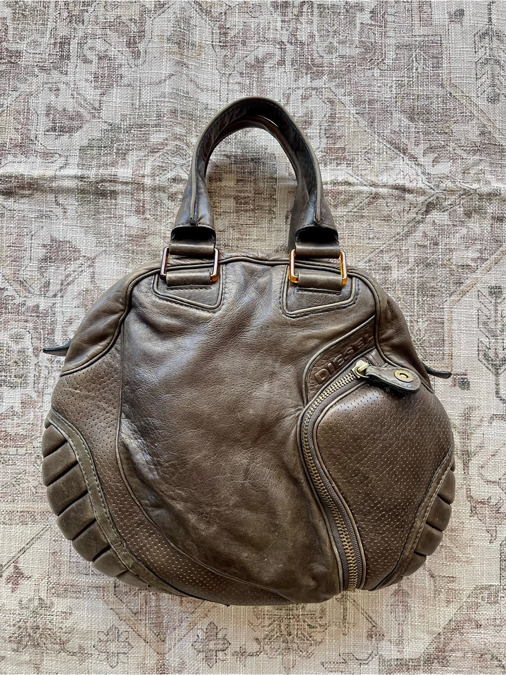 Diesel Rare Moto 2000’s Hobo Armadillo Leather Shoulder Bag